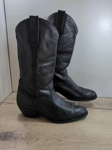 Frye Cowboy Boots Stained Black Leather Worn Size 8 UK Quality Good Wear - Picture 1 of 15