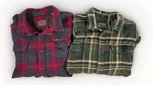 Lotto Camicia di Flanella Orvis Pesante Uomo Rosso Verde Plaid Lumberjack XXL 2XL EUC - Foto 1 di 10