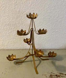 Vintage mehrstufiger Metall Lotusblume Kerzenhalter 15 "breit und 14,5" hoch - Bild 1 von 7