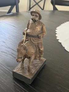 Estatuilla de madera tallada a mano vintage Sanso Panza Ouro Artesania RARA - Imagen 1 de 5