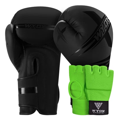 Combo de entrenamiento WYOX: envolturas de manos de boxeo y guantes de boxeo de entrenamiento para kickboxing, MMA Foto 1 de 4