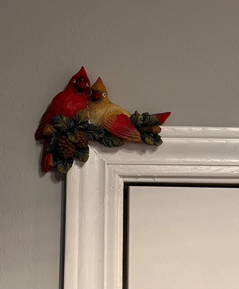 Par de cardenales vintage marco puerta esquina pared decoración placa Foto 1 de 4