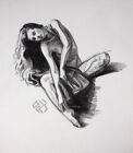 Original Female Charcoal on paper life Drawing nude Girl woman artwork realism