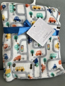 Baby Elements Car Print Baby Blanket Soft Plush Transportation Cars Colorful New - Picture 1 of 5