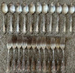 CORDOVA 12 Dinner Forks 11 Teaspoons 1865 Rogers Silverplate No Monogram - Picture 1 of 8