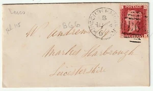 1868 KIBWORTH HARCOURT =B66= DUPLEX ERROR NUMERAL 1d PLATE 115 >MKT HARBOROUGH - Picture 1 of 2