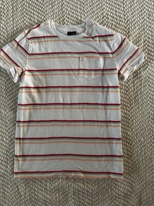 Janie and Jack boys sz 12 red green orange stripe tshirt - Picture 1 of 3