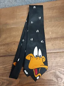 Looney Tunes Black Daffy Duck Logo Tie - Picture 1 of 3