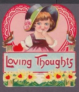VALENTINE GIRL, THOUGHTS USED , 3 1/2" H x 3 1/8" W, SEE PICS FOR CONDITION #5 - Picture 1 of 1