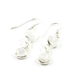 Rainbow Moonstone Drop Earrings with Sterling Silver 925 - Picture 1 of 6