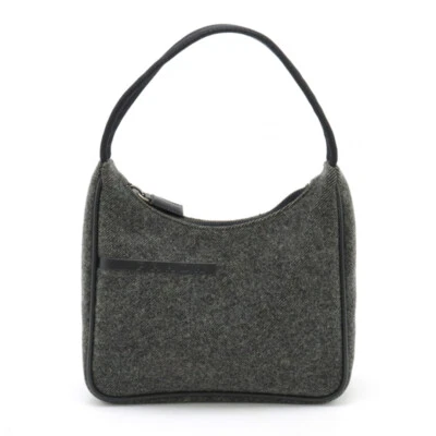 PRADA Prada Sport Accessory Pouch Handbag Small Item Case Wool Black MV515 - Image 1 of 4