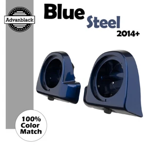 6.5" Speaker Pods Rushmore Lower Vented Fairings BLUE STEEL For Harley 2014+ - Picture 1 of 5