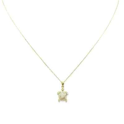 18K-Goldkette mit Schildkrötenanhänger & Zirkonia – Italienisches Design, Damen - Bild 1 von 4