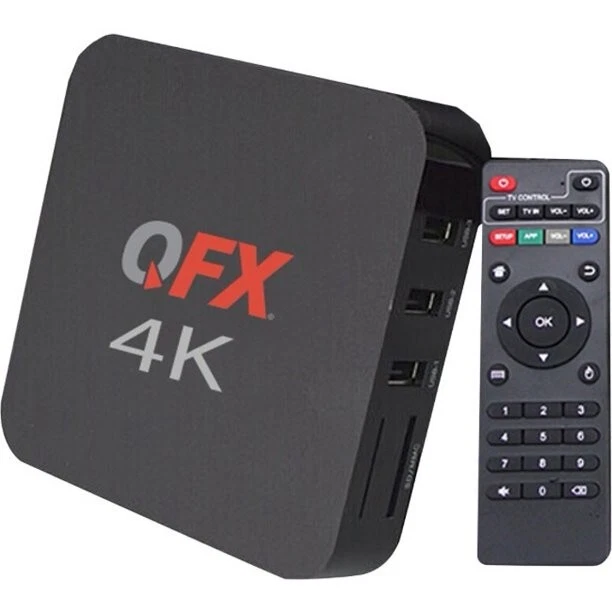 QFX ABX-10: Android TV Box & Ultra Thin HD TV Antenna w/ Remote Control - Black