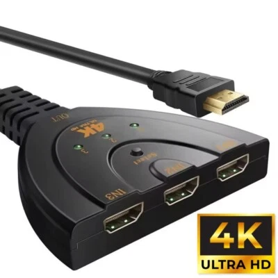 NACHTIGALL 3in1 HDMI Splitter Switch 4K Ultra HD UHD Verteiler Umschalter Hub Adapter Kabel