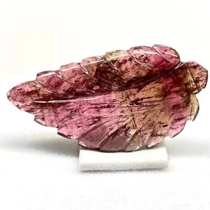 34 Cts Certified Natural Carved Tourmaline Leaf 41x22mm Bi Color Loose Gemstone - Picture 1 of 12