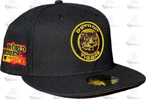 New Era Detroit Tigers '84 WS Black Yellow Grey 59Fifty 5950 Patch Fitted Cap - Picture 1 of 6
