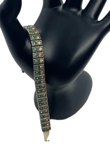 Brazalete Payco Antiguo Plata Esterlina Estrás Art Deco Vintage DAÑADO Verde - Imagen 1 de 18