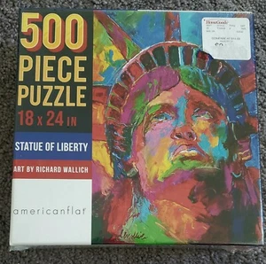 Rompecabezas Americanflat Statua of Liberty 500 piezas, arte de Richard Wallich, nuevo - Imagen 1 de 5