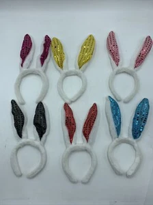 Plush Bunny Ear Headband (6 Headbands, Colors Vary) Easter Party Decor - Picture 1 of 7