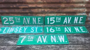 Lot Of 5 Original Vintage Street Signs Metal Road Sign Old Stamped Steel Green - Picture 1 of 3