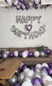 31Pcs Purple,Silver and White Birthday Balloons Combo for Kids free shipping  US
