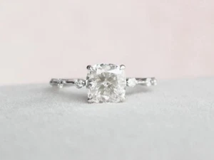 2.00Ct IGI F-VS1 Lab Grown Diamond Antique Engagement Ring 14K White Gold - Picture 1 of 8