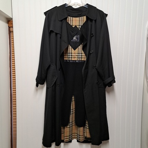 Vintage Burberrys London trench coat uomo 42 nero casa check fodera lana rimovibile