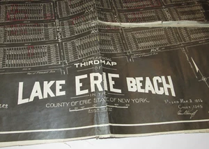 VINTAGE 1936 LAKE ERIE BEACH, NEW YORK MAP! CANVAS BACKED! ERIE COUNTY,NY 46x16" - Picture 1 of 13