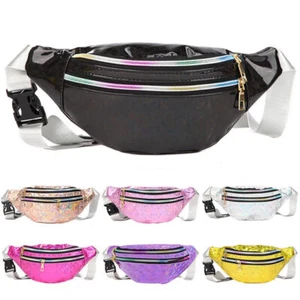 Waist Bum Bag Womens Fanny Pack Holographic Laser Party Money Belt Pouch Wallet⊹ - Picture 1 of 19