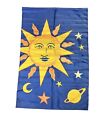 Vintage Sun Moon & Stars Large Garden Yard Flag 34"x 51" EUC