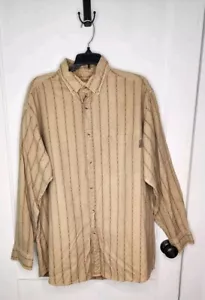 Woolrich Green Tan Aztex Striped Long Sleeve Button Up Flannel Shirt Size Large - Picture 1 of 5