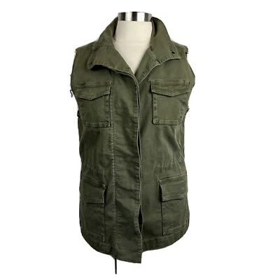 J Brand Arden Vest S Womens Green Jungle Button Front Cargo Sleeveless - Image 1 of 4