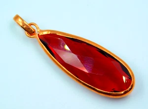 Fine Handcrafted Copper Designer Omega Bezel Pendant Faceted Hydro Red Quartz - Picture 1 of 6