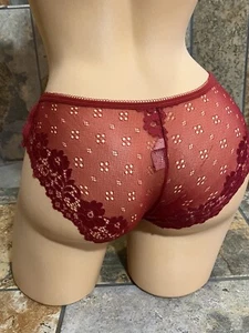 Red Sheer Nylon Bikini Strappy Lace Women’s Large New NWOT - Picture 1 of 14