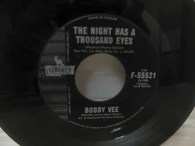BOBBY VEE nr mint 45 rpm NIGHT HAS A THOUSAND EYES b/w ANONYMOUS PHONE CALL - Image 1 of 2