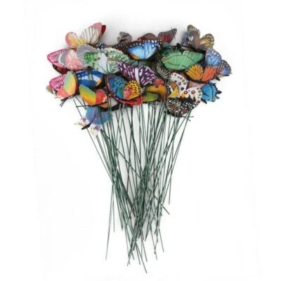 Home Decor Luminous Butterflies Stakes Ornaments 50x Garden Patio On Sticks - Image 1 of 4