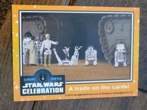 2016 STAR WARS CELEBRATION EUROPE EXCLUSIVE TRADE ON PROMO CARD R2-D2 LUKE C-3PO - Picture 1 of 1