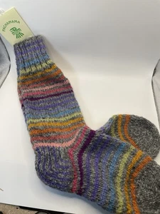 BNWT Pachamama Sofa Socks Rainbow Unlined Hand Knit 100% Wool Fair Trade - Picture 1 of 4