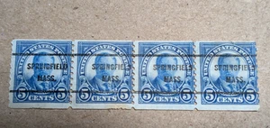 Four Roosevelt SC# 602 Coil Stamps – Pre-Cancelled Springfield, Mass - Picture 1 of 1