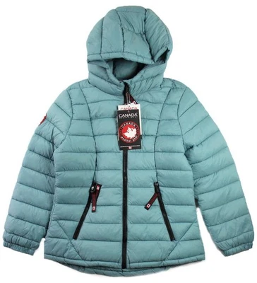 Chaqueta acolchada Canada Weather Gear para mujer L con capucha aislada empaquetable azul $210 Foto 1 de 4