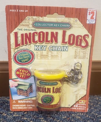 1999 Hasbro Lincoln Logs Key Chain Miniature Log Cabin Vintage Set 22 Pieces Toy - Image 1 of 4