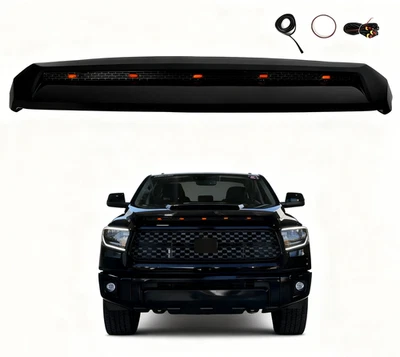 For Toyota Tundra 2014-2021 Upper Hood Bulge Molding Grille Gloss Black w/ Light - Image 1 of 4