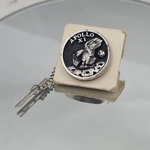 Vintage Apollo XI NASA Tie Tack Lapel Pin Chain Bar Eagle Moon Landing 1969 - Picture 1 of 4