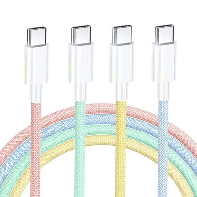 10 pack 6ft 60W USB-C to USB-C Fast Charger Cable Nylon Cord For iPhone 15 16 17 - Image 1 of 4