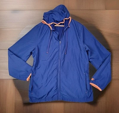 Chaqueta cortavientos vintage STARTER para hombre XL (46-48) azul con capucha cremallera cordón  Foto 1 de 4