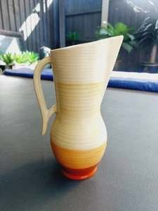 Art Deco Jug Crown Devon jug Crown devon deco jug ribbed jug orange yellow jug - Picture 1 of 5