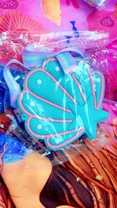 Shell Shaped Aqua and Pink Crossbody Bag 1pc Cartoon Silicone Kid's Coin Purse - Picture 1 of 3