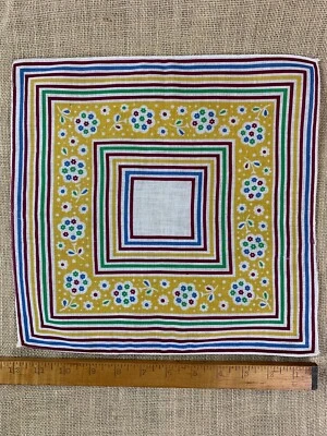 Pañuelo de algodón estampado floral y cuadrado geométrico vintage de 1940 * Pañuelo Foto 1 de 3