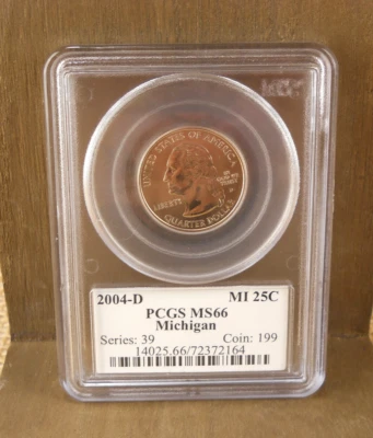 PCGS MS66 2004-D Michigan State Quarter Uncirculated - Image 1 of 3